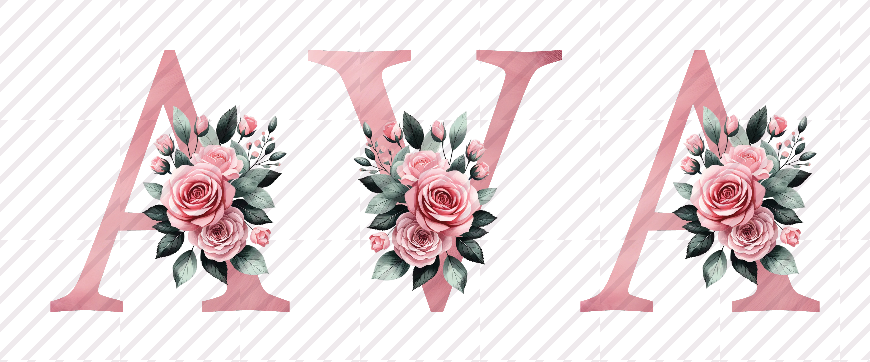 Ava personalized baby name print in pink floral letters